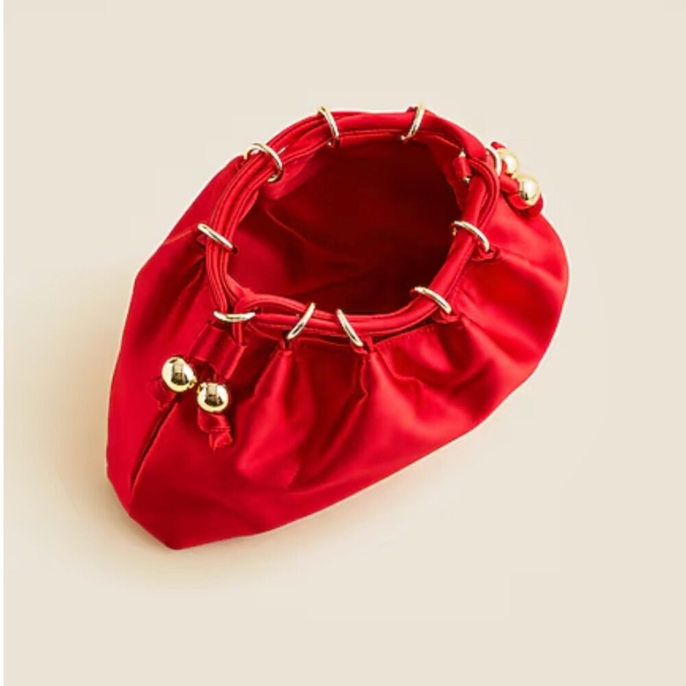 J.CREW Drawstring pouch bag in satin Radiant Ruby - Picture 5 of 8